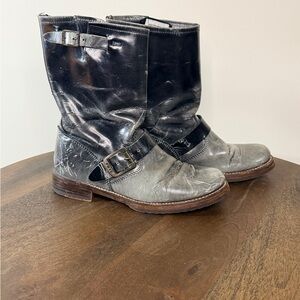 Frye Veronica Short Ombre Stonewash Midcalf Boots